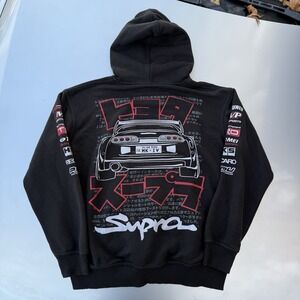 Hardtuned Toyota Supra MKIV Pullover Hoodie Black Gray Red Mens M Heavyweight